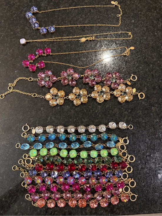 Catherine Popesco Jewelry - Gold-Tone Multicolor Crystal Bracelet - Pink, Blue, Green, Red, Purple Options